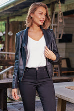 Load image into Gallery viewer, Darla Faux Leather Black Zip Jacket