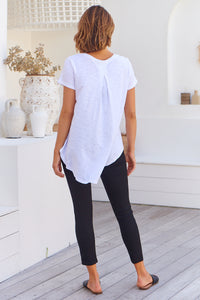 Riley Animal Print White/Orange Cap Sleeve Tee