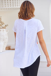 Riley Animal Print White/Orange Cap Sleeve Tee