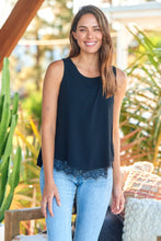 Load image into Gallery viewer, Serena Black Lace Trim Layered Singlet