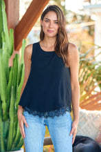 Load image into Gallery viewer, Serena Black Lace Trim Layered Singlet