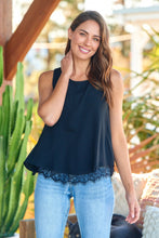 Load image into Gallery viewer, Serena Black Lace Trim Layered Singlet