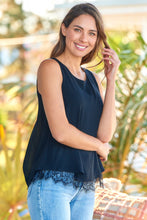 Load image into Gallery viewer, Serena Black Lace Trim Layered Singlet