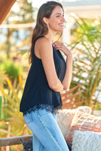 Load image into Gallery viewer, Serena Black Lace Trim Layered Singlet