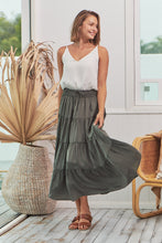 Load image into Gallery viewer, Helene Grey Satin Maxi Skirt