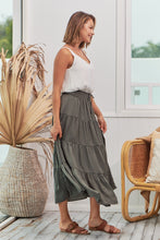 Load image into Gallery viewer, Helene Grey Satin Maxi Skirt
