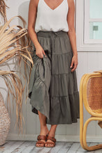 Load image into Gallery viewer, Helene Grey Satin Maxi Skirt
