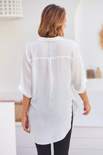 Load image into Gallery viewer, Ellie White Satin Half Sleeve Shirt