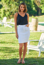 Load image into Gallery viewer, Middi Denim Skirt White