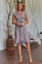 Load image into Gallery viewer, Maggie Grey/Pink Rose Print Midi Dress