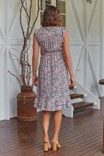 Load image into Gallery viewer, Maggie Grey/Pink Rose Print Midi Dress