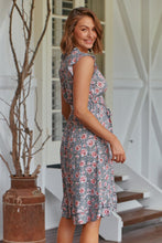 Load image into Gallery viewer, Maggie Grey/Pink Rose Print Midi Dress