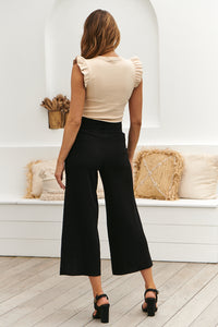 Avril Tie Front Black Culottes