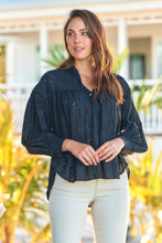 Load image into Gallery viewer, Cassandra Black Embroidery Long Sleeve Shirt
