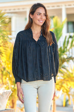 Load image into Gallery viewer, Cassandra Black Embroidery Long Sleeve Shirt