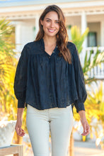 Load image into Gallery viewer, Cassandra Black Embroidery Long Sleeve Shirt