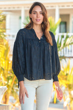 Load image into Gallery viewer, Cassandra Black Embroidery Long Sleeve Shirt