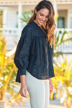 Load image into Gallery viewer, Cassandra Black Embroidery Long Sleeve Shirt