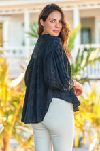 Load image into Gallery viewer, Cassandra Black Embroidery Long Sleeve Shirt