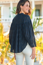 Load image into Gallery viewer, Cassandra Black Embroidery Long Sleeve Shirt