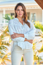 Load image into Gallery viewer, Cassandra White Embroidery Long Sleeve Shirt
