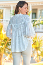 Load image into Gallery viewer, Cassandra White Embroidery Long Sleeve Shirt