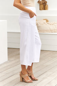 Shianne White Linen Culotte