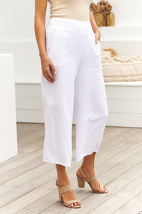 Shianne White Linen Culotte