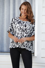 Load image into Gallery viewer, Love Frill Black Print Sleeve Top