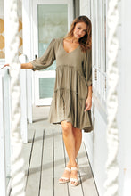 Load image into Gallery viewer, Penelope Half Sleeve Khaki Layered Dress