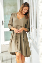 Load image into Gallery viewer, Penelope Half Sleeve Khaki Layered Dress