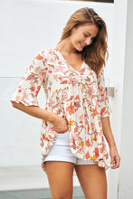 Load image into Gallery viewer, Maia 3/4 Sleeve Cream Floral Top