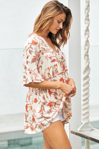 Maia 3/4 Sleeve Cream Floral Top