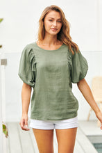 Load image into Gallery viewer, Piper Khaki Linen Batwing Top